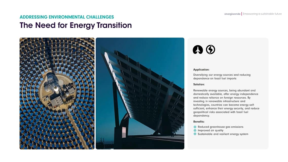 A slide of the powerpoint presentation created for EnergiWende by the freelance designer Christiaan Muller.